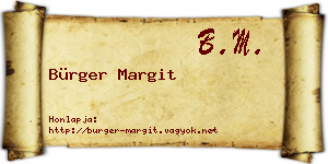 Bürger Margit névjegykártya